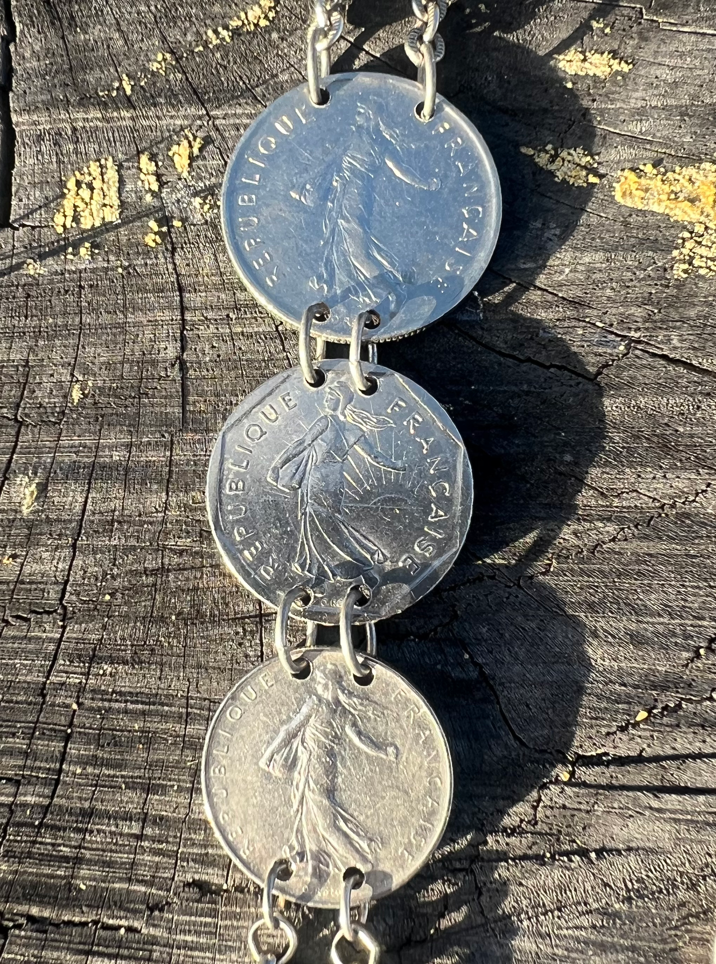 Silver Coin & Chain Drape Necklace image 3