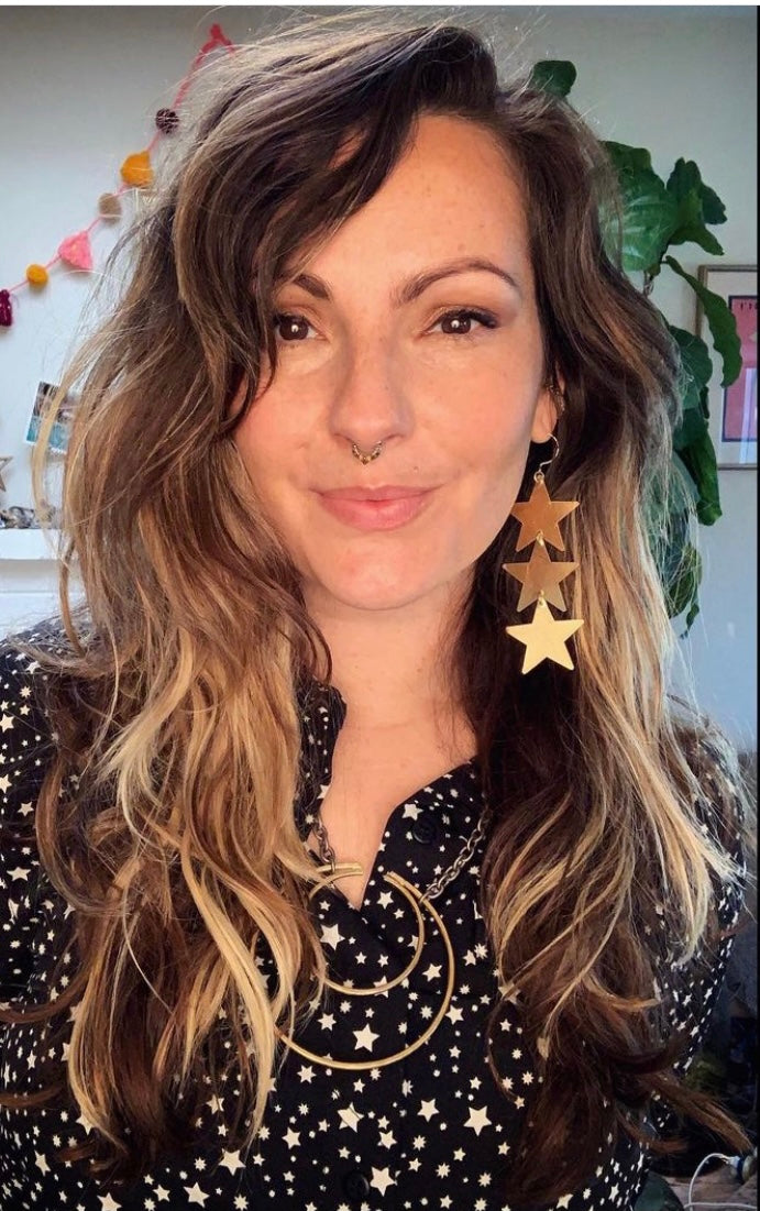 Tri-Star Brass Earrings image 1