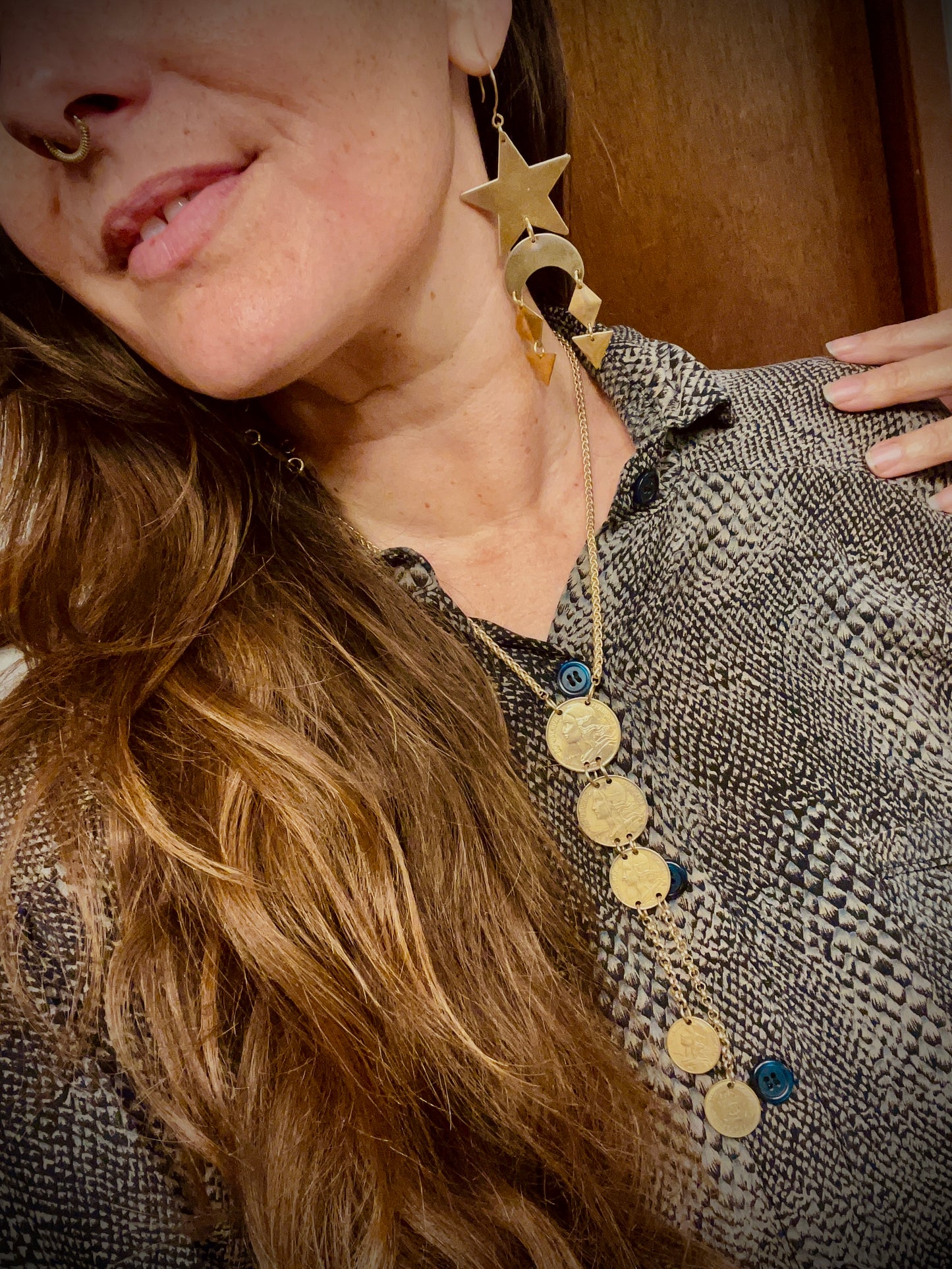 Gold Coin & Chain Drape Necklace