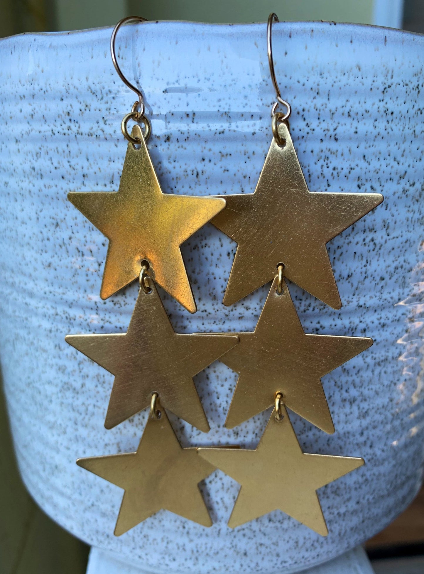 Tri-Star Brass Earrings image 2